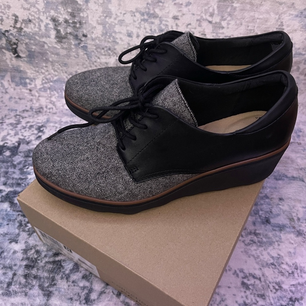 Clark’s Mazy Hyannis Black Tweed Combination Collection by Clark’s